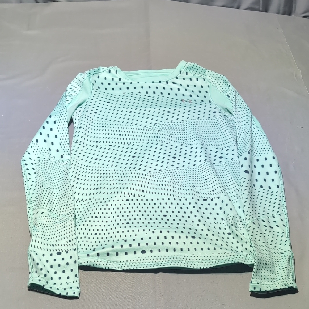 Under Armour Womens Mint Green Polka Dot Sweatshirt Athletic Pullover Size S